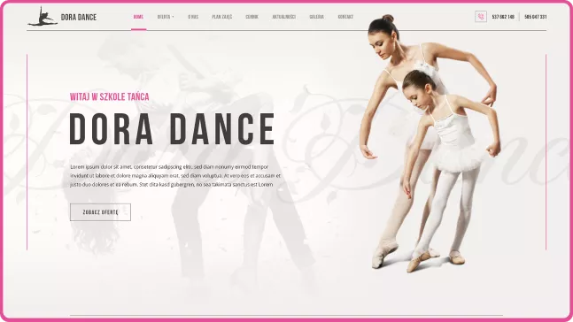 Projekt strony internetowej Doradance.pl foto-front
